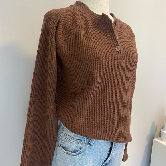 Waffle Knit Brown Knit Sweater | Old Navy - Picture 2 of 4